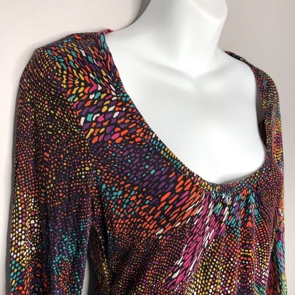 TRINA TURK Silk Top Colorful Mosaic Wearable Art To Wear Bright Maximalist Chic - Picture 2 of 7